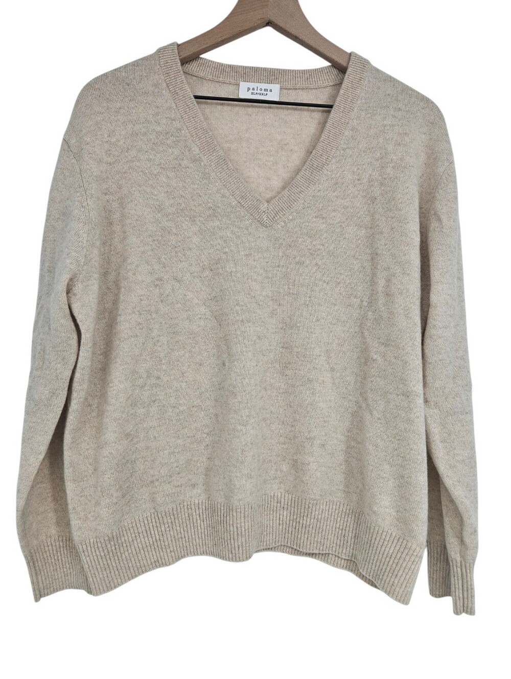 Paloma Wool Beige Cashmere Short Story V Neck Sweater XLP / XXLP